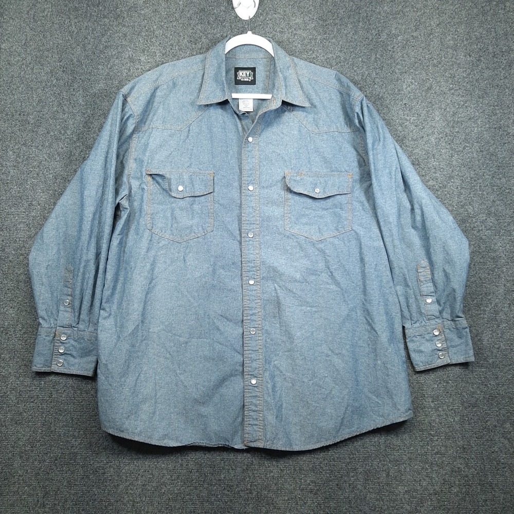 Key Pearl Snap Shirt 5017.48 XLR Blue Mens Western Cotton Long Sleeve Shirt